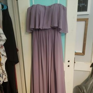 Lavender bridesmaid long off shoulder dress